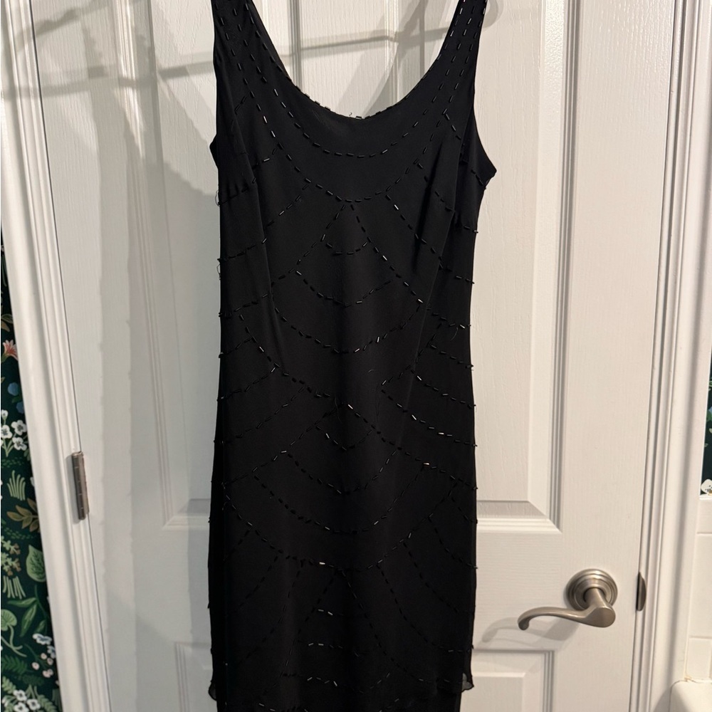 Vintage Jones New York Black Beaded Mini Dress - Picture 4 of 12